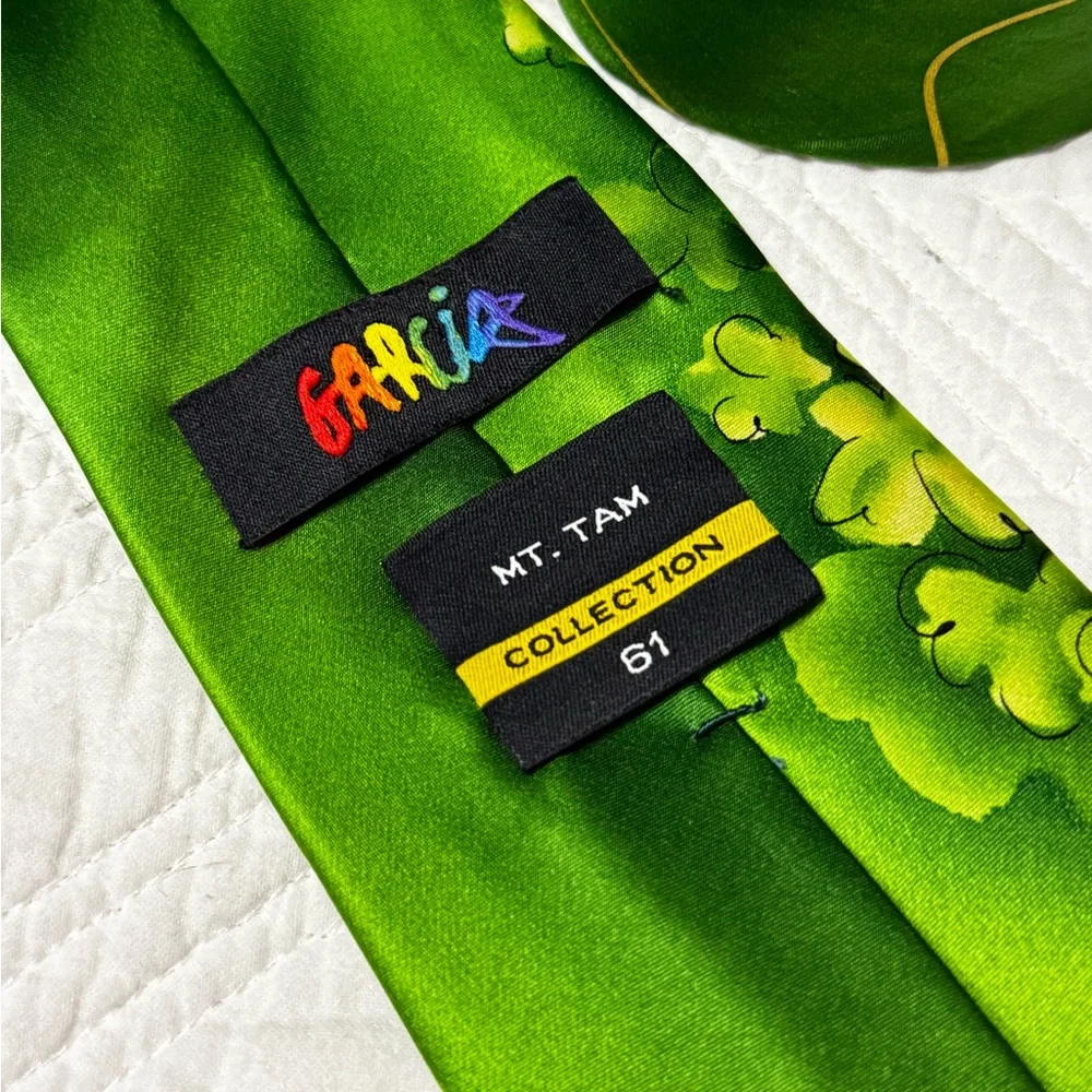 Jerry Garcia Silk Lucky Shamrock Green Tie Extra Long 66”
